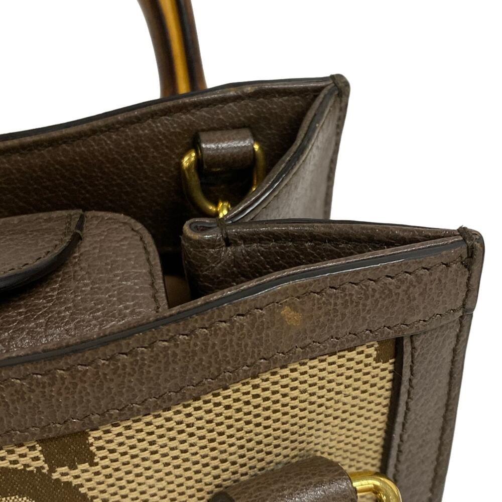 Gucci Diana Mini Tote Bag Tote Bag 655661 Dark Brown Beige Jacquard Leather - Picture 13 of 15